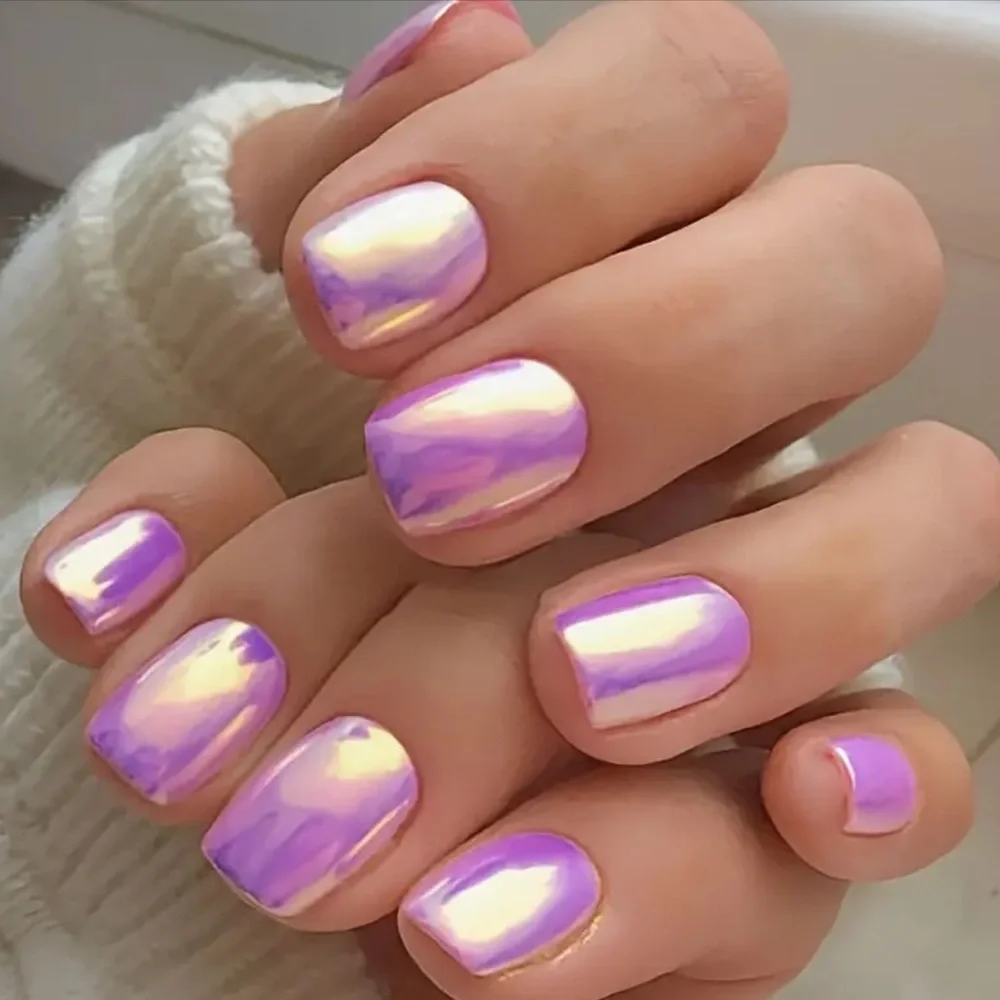 🎉 Host Pick 🎉 Glossy Purple Chrome Press On Nails - 24 Pieces